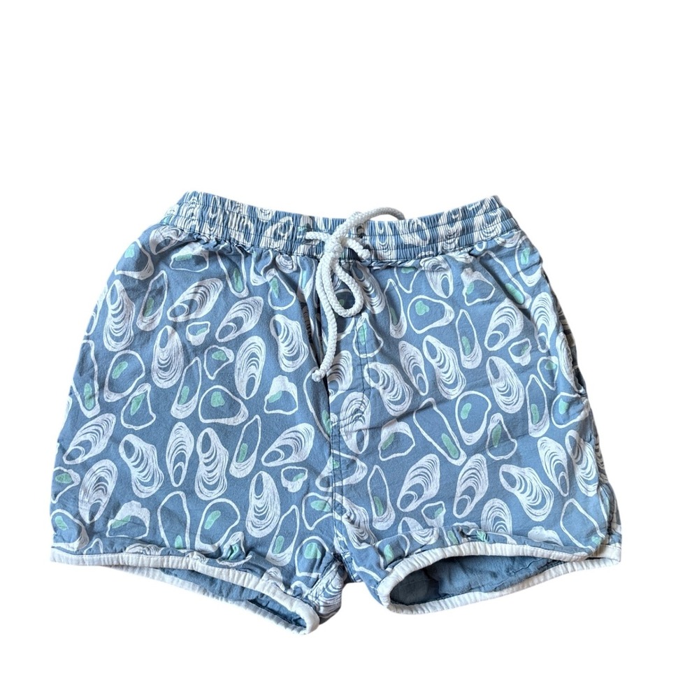 Dear Georgie Swim Trunks Kids Blue Oyster Shell Print Beach Shorts SIZE 4/5